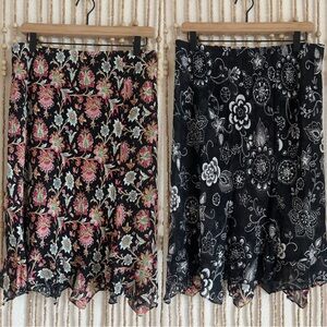 Vintage y2k Fairy Boho Cottage Reversible Floral Paisley Asymmetrical Hem Skirt